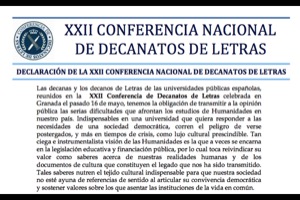 Declaración de los Decanatos de Letras de las universidades españolas